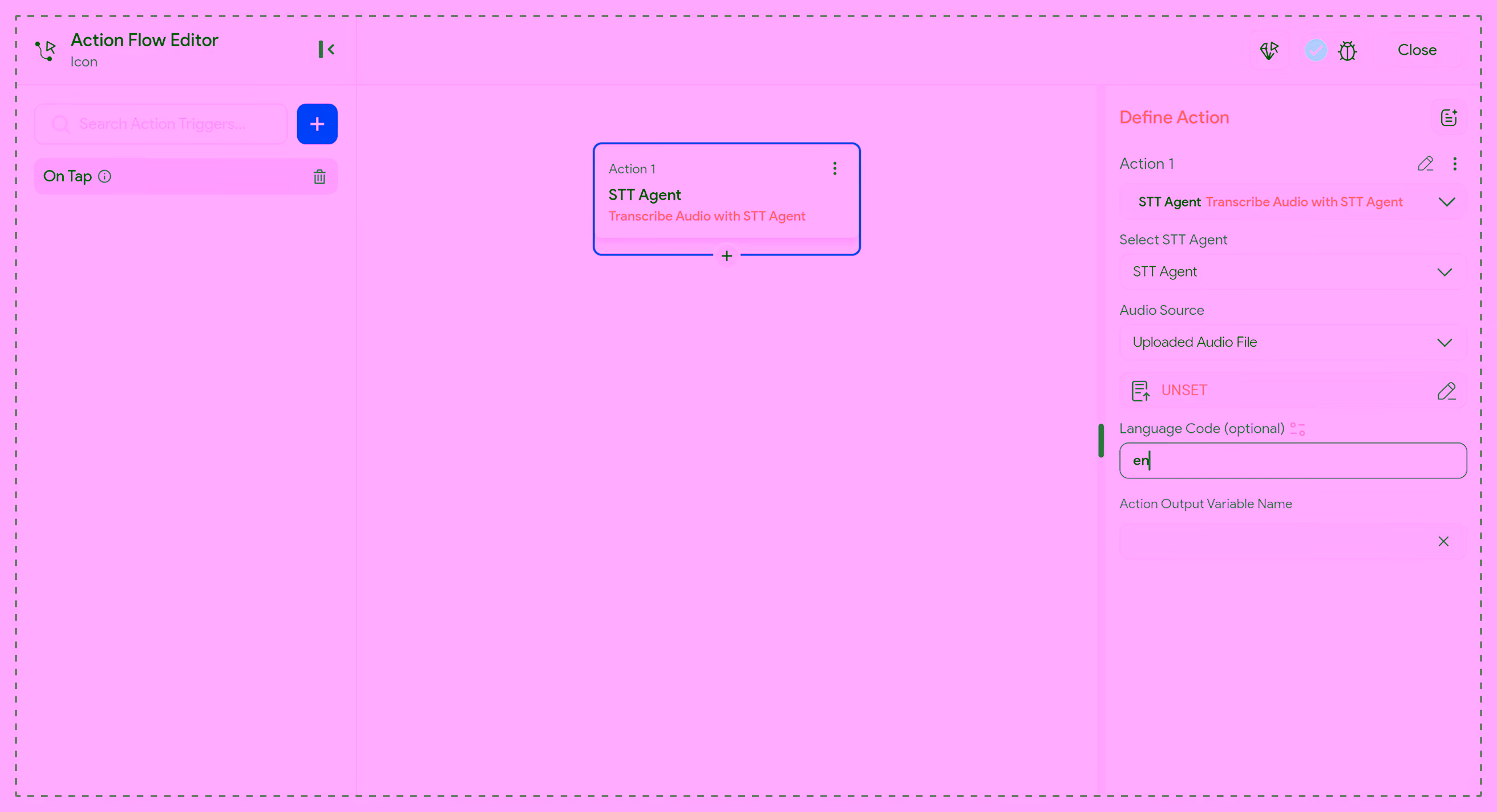 AI Agent transcribe audio action