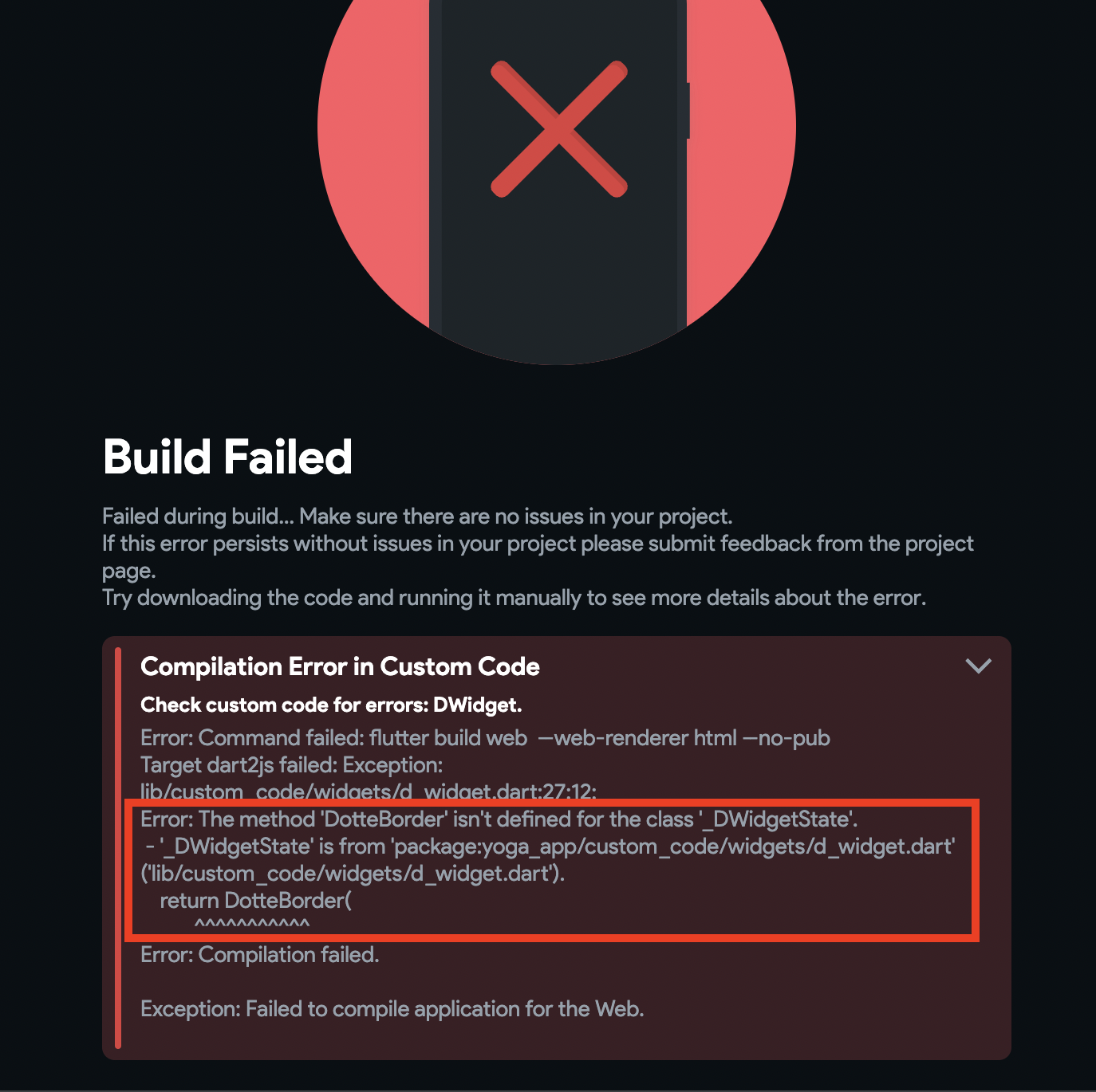 Error while building the app