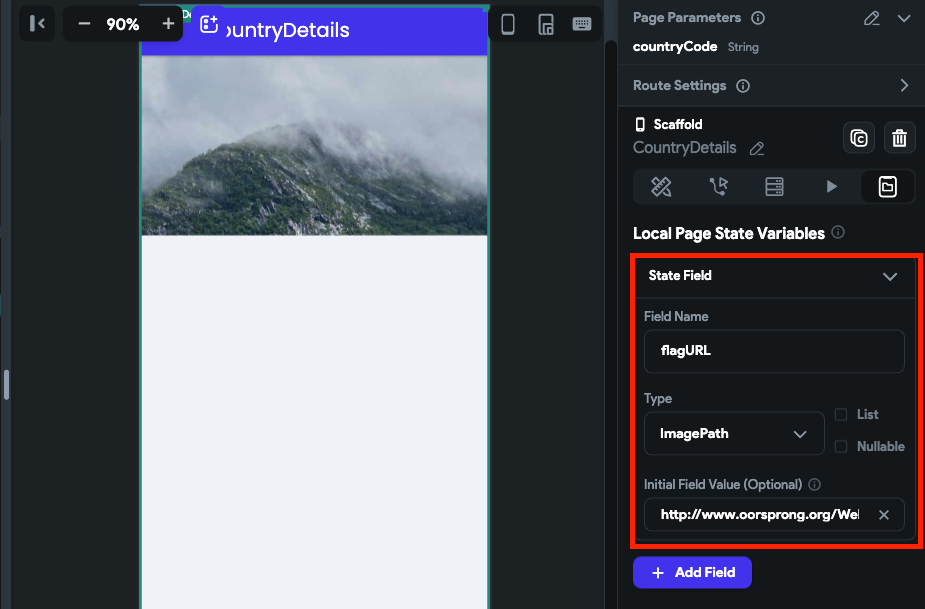 PageState variable to hold flag URL