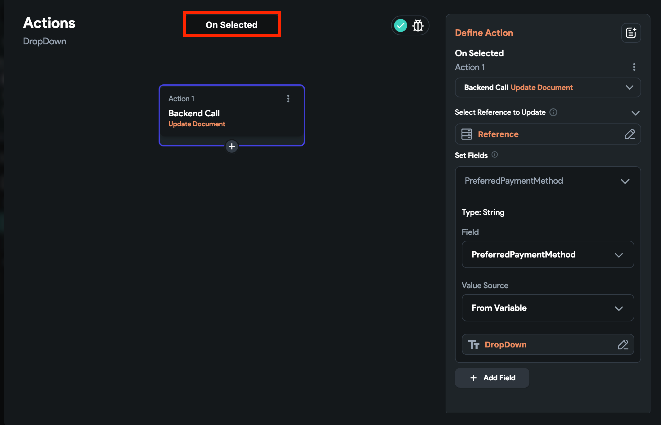 Saving DropDown value on selection change