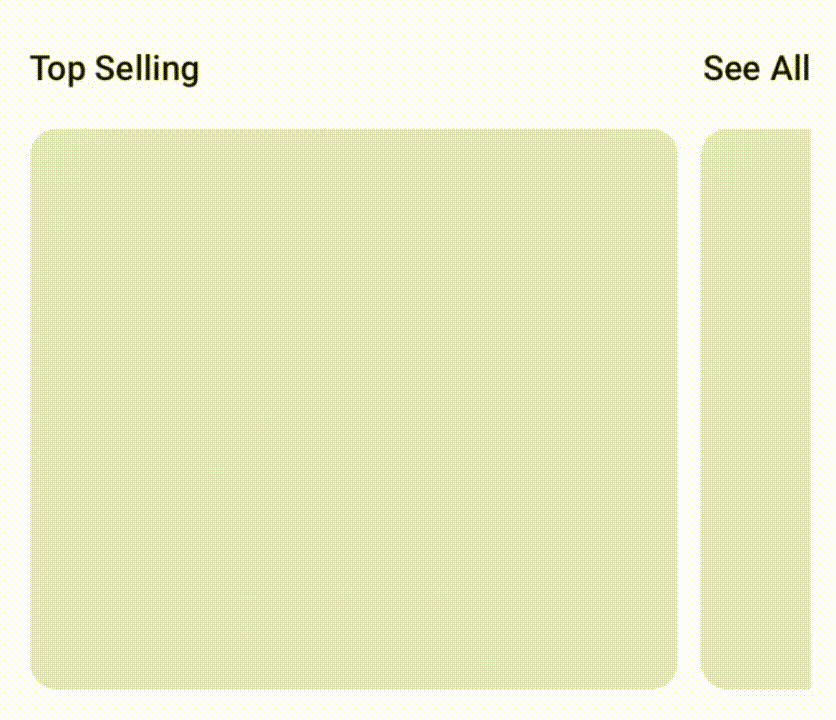 A widget that first shows a container with a shimmer effect, then fades in a widget displaying the product details