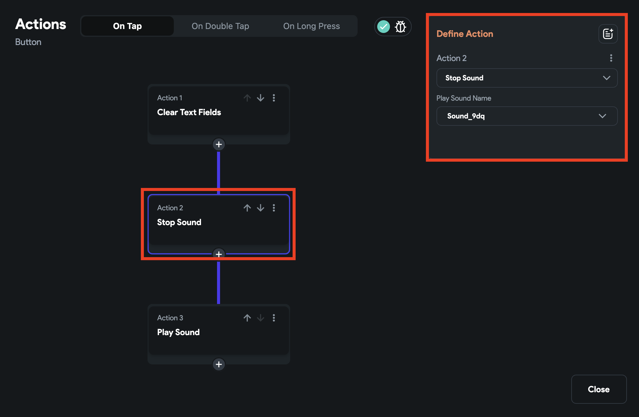 Adding Stop Sound action