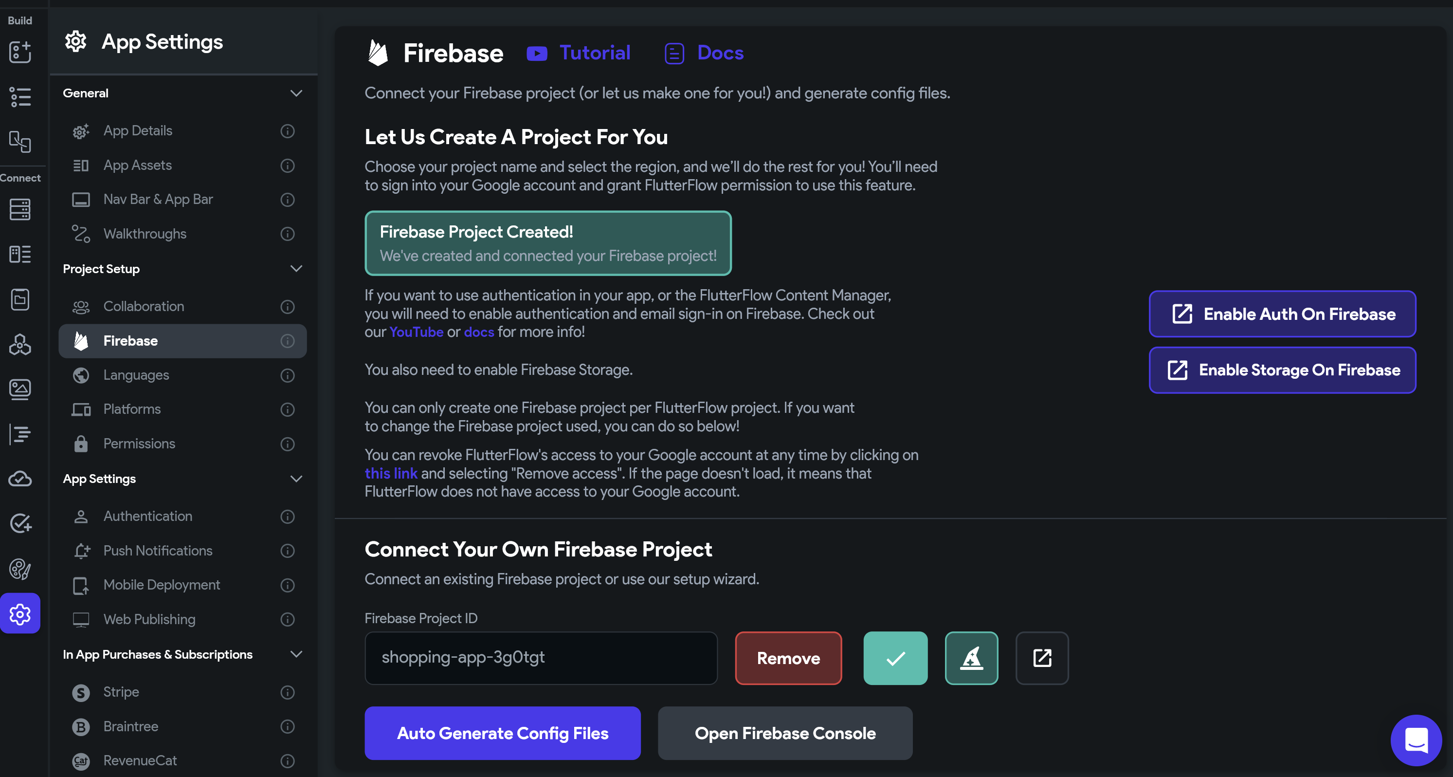 Firebase Project Created